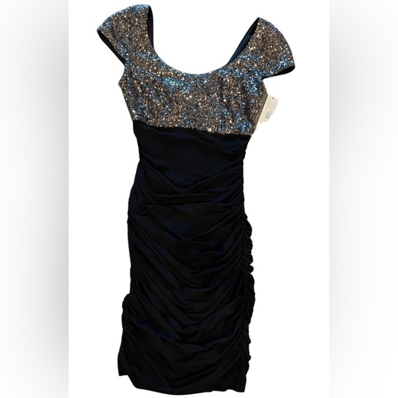 BADGLEY MISCHKA Black Sequins Mini Dress Cocktail - Picture 5 of 10